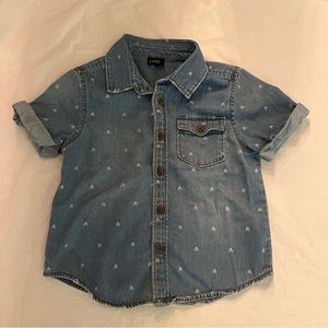 2t Boys Blue Jean Button Down Short Sleeve Shirt